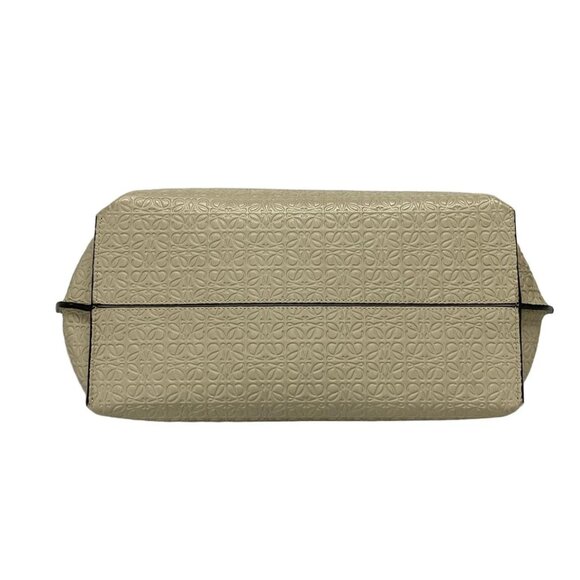 LOEWE T Shopper Bag/Repeat - Gray Beige Leather Tote Bag 513-080725 - Picture 5 of 14